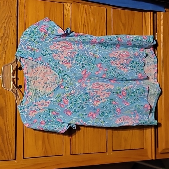 Chemise Lilly Pulitzer Harper Etta Aqua Bleu Taille L - État Neuf Sans étiquette